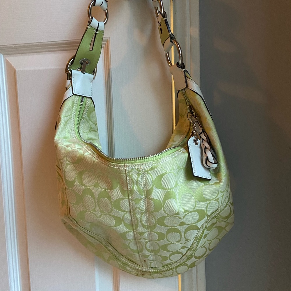 Coach bag- Light green & white
